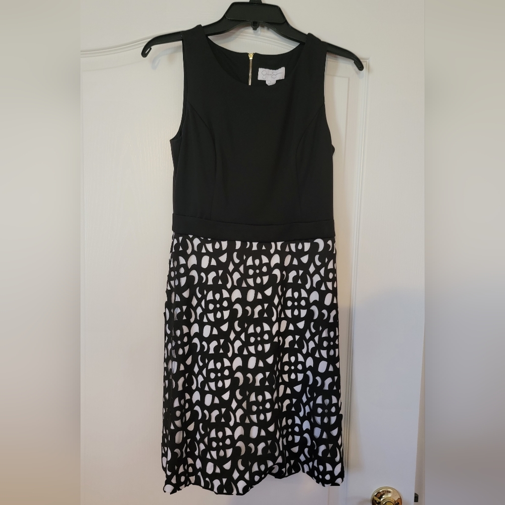 Jessica Simpson dress, black top with black and cream eyelet bottom, lined, NWT